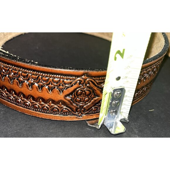 Vtg TOOLED Hickok Belt WESTERN Handmade 32 - 34 Custom Leather Rodeo W/ Buckle - Picture 5 of 5